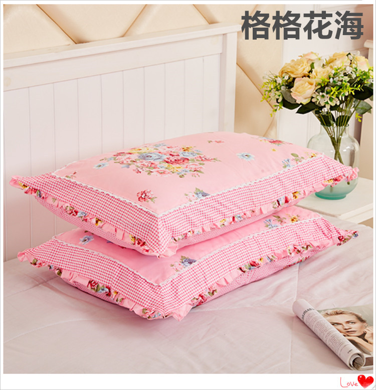 Gối cưới màu đỏ cặp 48 74cm chà nhám gối đơn Hàn Quốc ren cưới tăng gối - Gối trường hợp gối chữ u