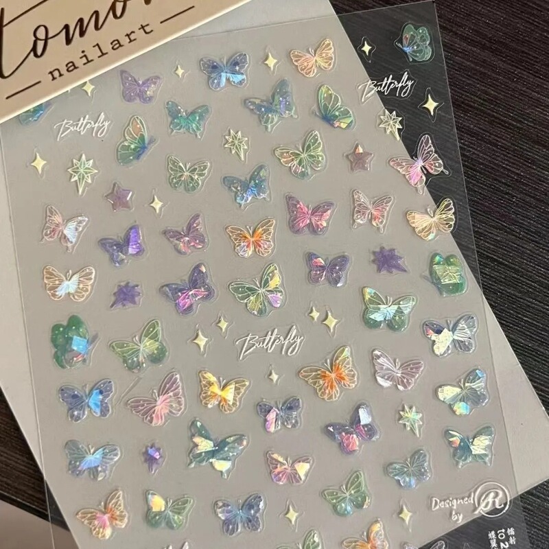 Xiaohongshu's Popular Butterfly Wing Streamer Stickers, High-End Flat Nail Art Stickers, Colorful Butterfly Fairy Nail Stickers Xiaohongshu's Popular Butterfly Wing Streamer Stickers, High-End Flat Nail Art Stickers, Colorful Butterfly Fairy Nail Stickers