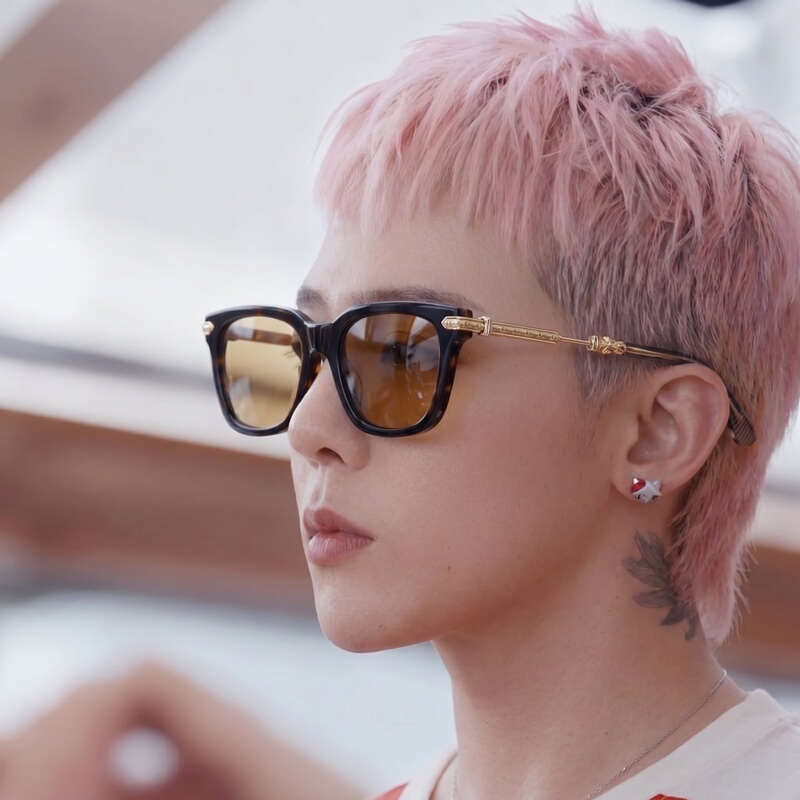 Handmade Traditional Method X Acetate Material G-Dragon Same Style Gold Texture Full-Frame Eyeglass Frame Square Frame Modern Sunglasses