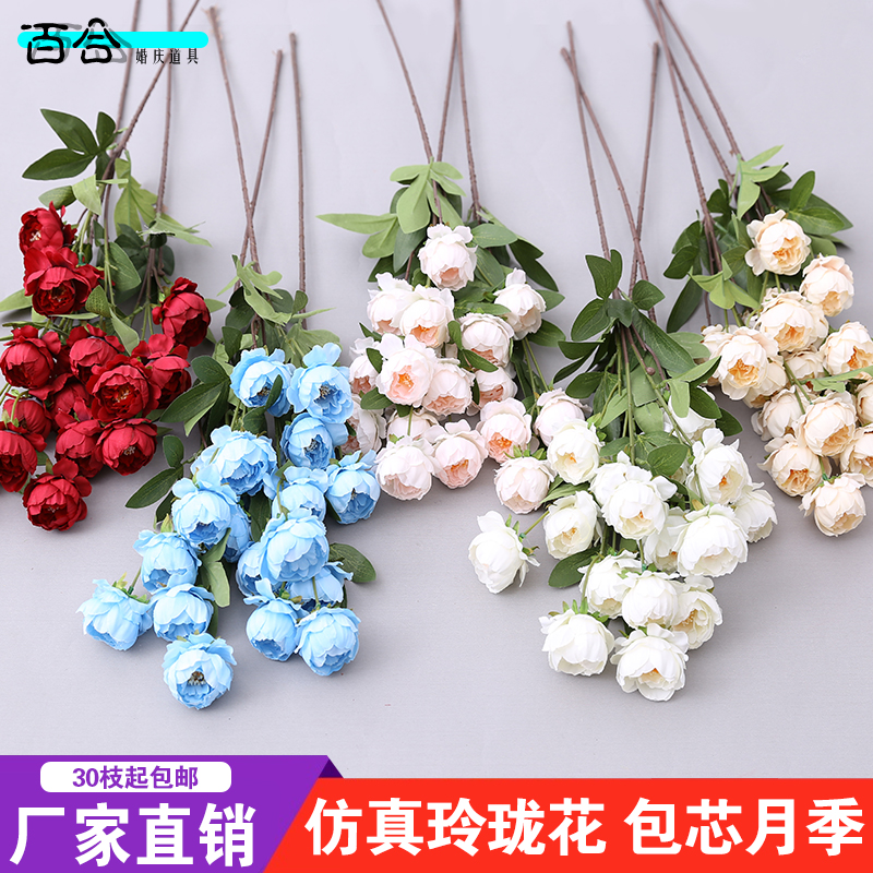 Wedding celebration Flower Lingang Flowers Foreign Peony Silk Cloth Wedding Fake Flower floral material manufacturer Direct sales floral material floral arch flower