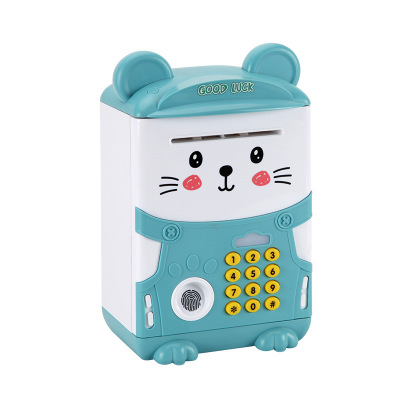 Mouse Treasure Green Password Boxoriginality fingerprint children Piggy bank Password box Piggy deposit ATM automatic Open the door savings bank new year gift