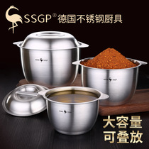 German three-four-steel oil basin with cover domestic commercial pig oil seasoning soup basin 304 stainless steel cylinder kitchen taste flushed