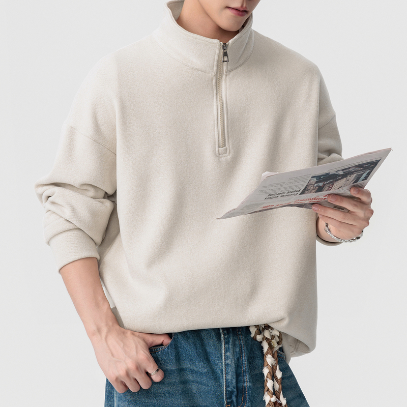 Men's New Autumn and Winter Polo Collar Sweater, Colorful Yarn Knitwear, American-Style Casual Long-Sleeve Jacket, Trendy