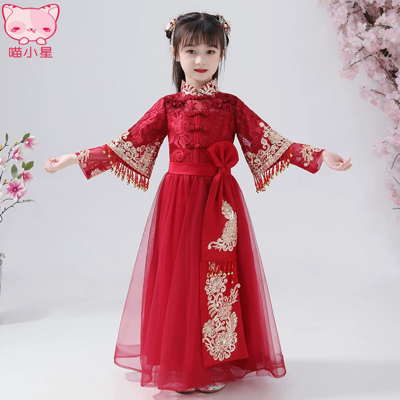 4 cô gái Trung Quốc ăn mặc 5 Mùa thu và mùa đông 6 Hanfu 7 Cô gái nhỏ Tang 8 Quần áo Xiuhe 9 Trang phục Guzheng 13 - Váy trẻ em