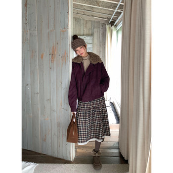 Cckok Autumn and Winter Korean Style Girly Temperament Warm Detachable Fur Collar Matte Leather Padded Jacket for Women