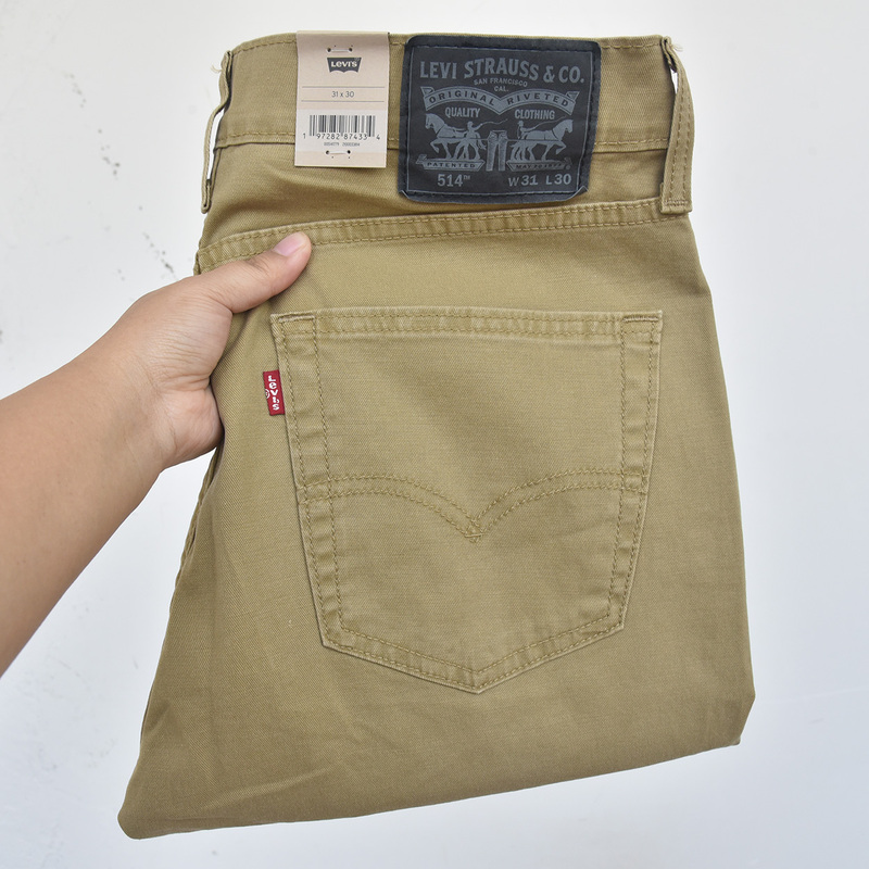 In-Stock 8.6oz Genuine American Levi's 514 Thin Khaki Low-Rise Straight-Leg Jeans 514-1779