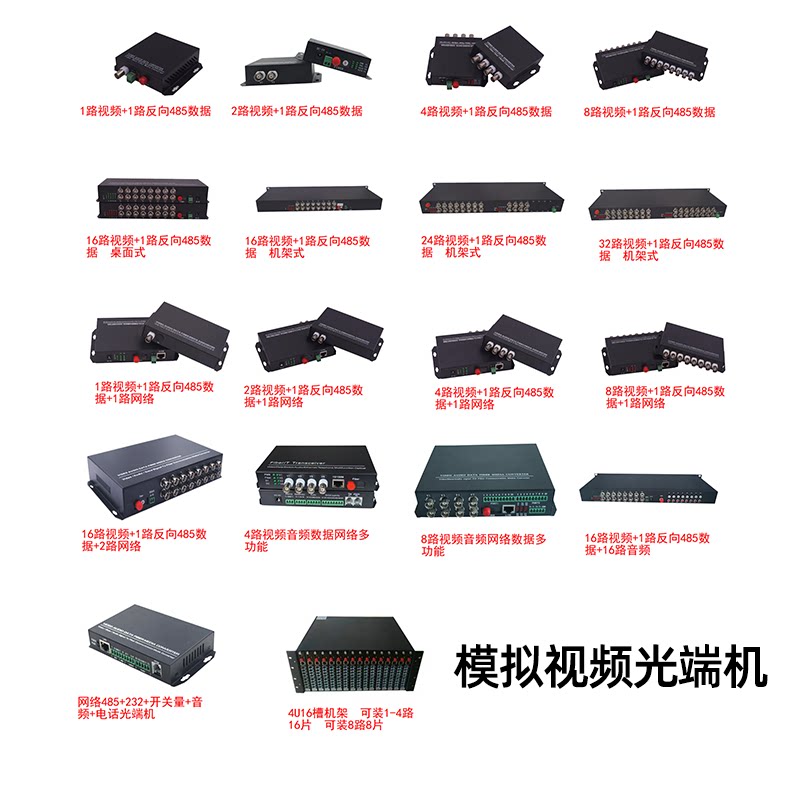 1 2 4 8 simulated video optical end machine with 485 reverse data single multimode fiber transceiver FC 20KM