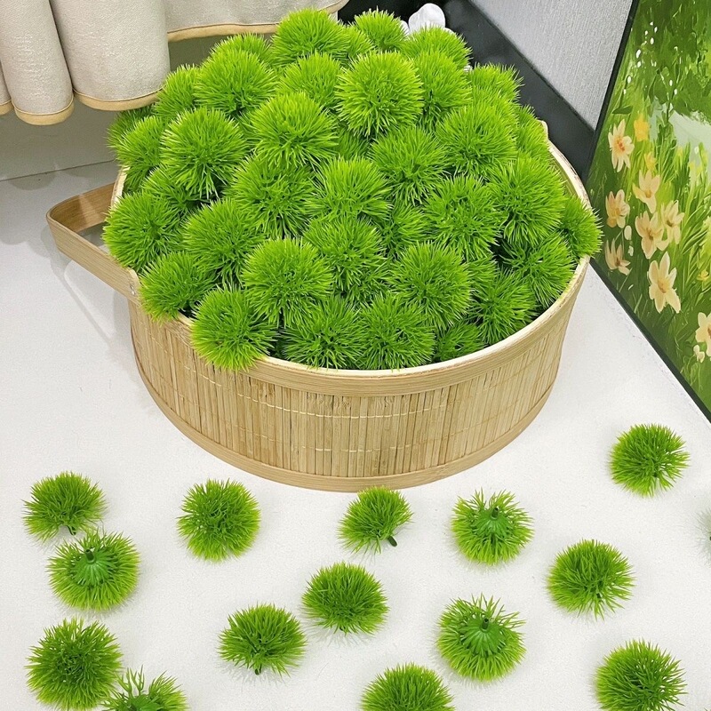 Simulated Plastic Green Pom-Poms, Simulated Flowers, Fruit Shop Gift Box Packaging Accessories, Fruit Plate Decorations, Catering Plating Decorations