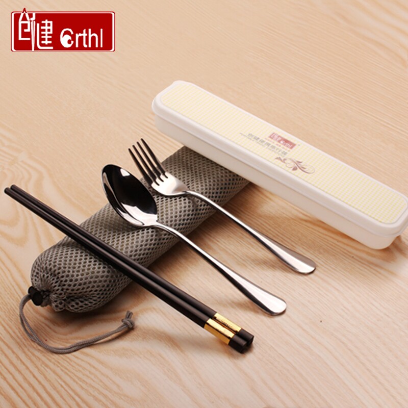 Chuangjian Work Travel Student Portable Creative Tableware Set Chopsticks Fork Spoon Box Bag Portable Tableware