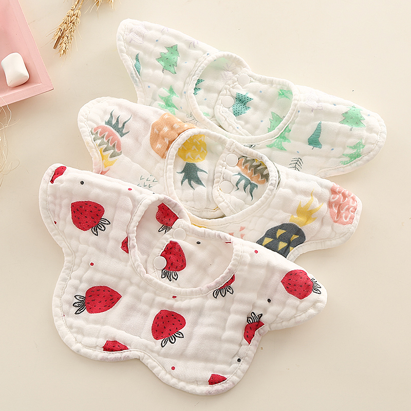Waterproof baby saliva towel bib newborn anti-spitting milk gauze bib baby cotton 360 degree rotating eating bib