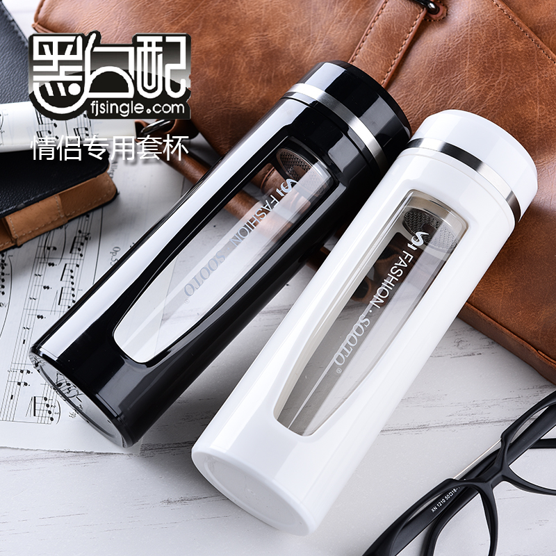 High-end new products tempered glass cup anti-fall water glass Men's and women's office portable tea cup Sub-lettering custom logo