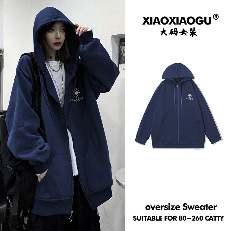 Zipper Cardigan for Women, Spring and Autumn, Plus-Size Fleece Sweatshirt, Trendy ins Large Size Slimming Hooded Vintage Baseball Jacket Zipper Cardigan for Women, Spring and Autumn, Plus-Size Fleece Sweatshirt, Trendy ins Large Size Slimming Hooded Vintage Baseball Jacket