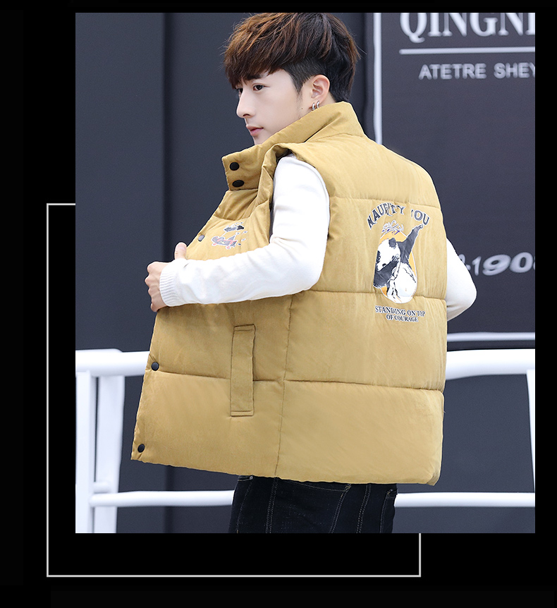 Áo vest nam mùa thu đông phiên bản Hàn Quốc của xu hướng áo vest nam cotton ngang vai áo khoác bomber