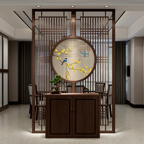 New Chinese double-sided embroidery screen partition into the home entrance solid wood living room Chinese wooden grille office shield