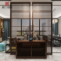 Solid wood fence lattice screen new Chinese style hollow living room partition large apartment exhibition hall stairway floor floor screen