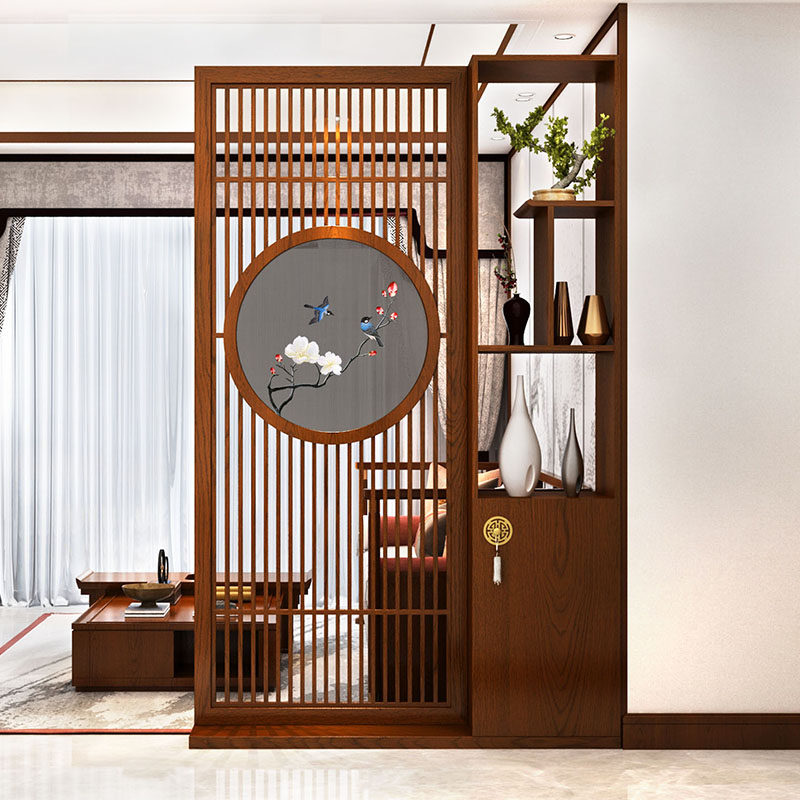 Entrance to the family Xuanguan Screen with cabinet living-room compartment decorated solid wood New Chinese shelf Home Bedroom Xuan Guan Guan Cabinet
