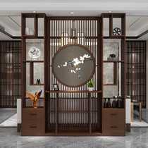 Embroidery Chinese living room shelf screen Cabinet new Chinese porch all solid wood hollow hollow partition decoration room cover