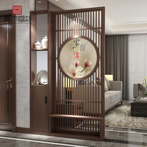 Entry entrance screen with cabinet living room partition decoration shoe stool solid wood new Chinese style storage rack porch cabinet