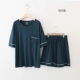 Phụ nữ mùa hè mới 2020 Tencel cotton ngắn tay quần đùi phù hợp với màu tinh khiết đơn giản thường phục vụ tại nhà - Nam giới