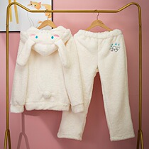 Coral velvet pajamas autumn and winter girls Japanese sweet furry cute soft jade dog home wear winter