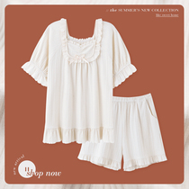 Wife Sly sleepwear woman Summer pure cotton short sleeve shorts 2021 New ins and windy white day Family Guy