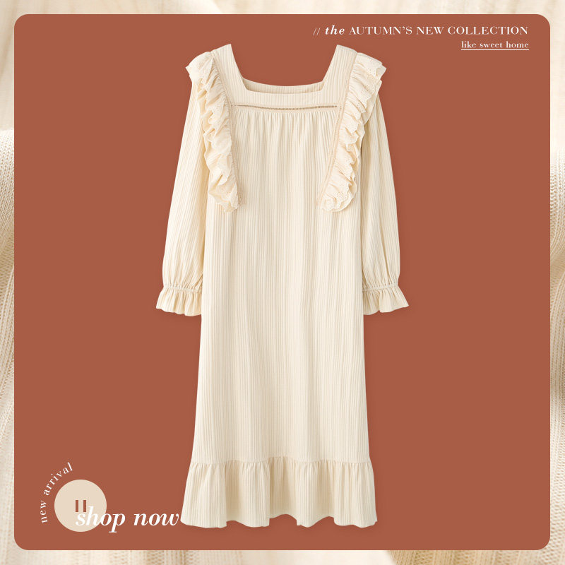 Mrs. Thly Sleepwear Sleeping Dress Lady Long Version Spring Autumn Season Pure Cotton Long Sleeve 2022 New Summer Style Advanced Sensation