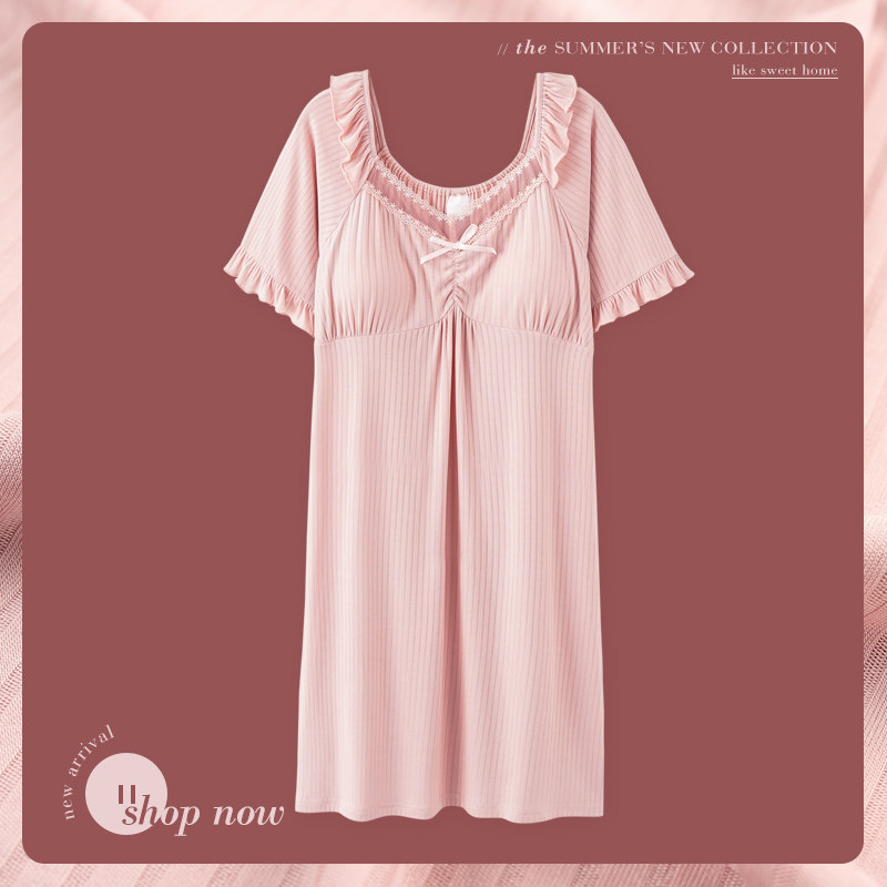 Mrs. Sly's Modale sleepwear woman Summer thin style with chest cushion sleeping dress 2021 New little subpure desire