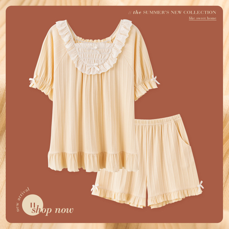 Wife Sly sleepwear woman Summer pure cotton short sleeve shorts thin section 2021 New Japanese students two sets