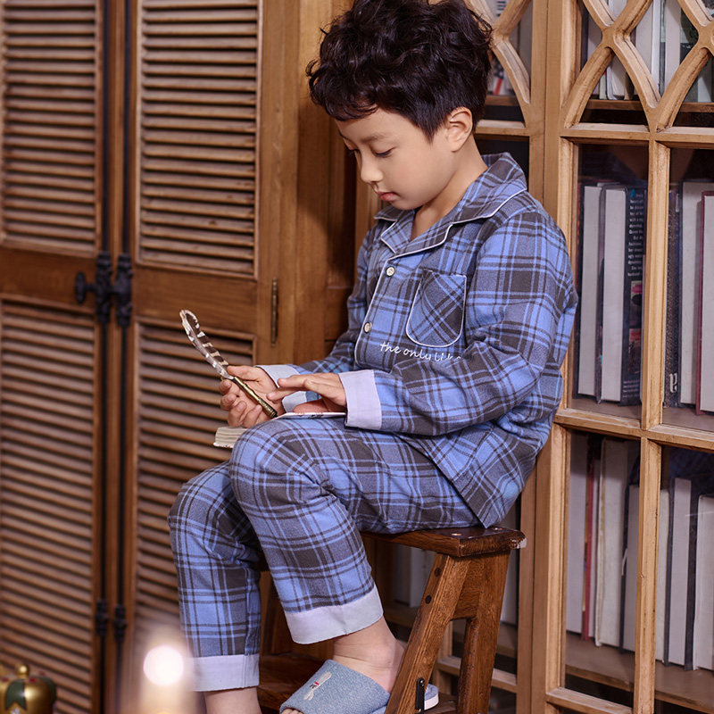 Mrs. Sili Children's Pajamas Spring and Autumn Boy Summer Long-sleeved Sleeve Air Conditioning Clothes