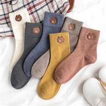 Womens socks Womens autumn tube socks Korean version of college style wild cute cotton socks Autumn and winter Korean Japanese tide stockings