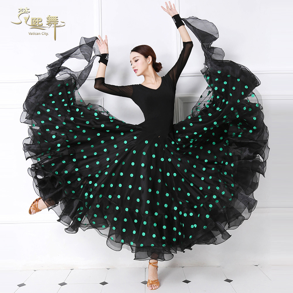 New Verne National Label Dance Moden Dance Ballroom Dancing Dress Competition Dress Big Swing Dress Waltz Dance Performance-Taobao
