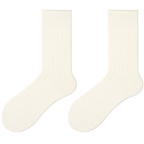 PRIMEET white socks for women spring and autumn black mid-calf socks Japanese rolled edge boneless socks summer pile socks