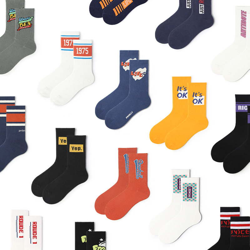 primeet Tide brand street socks women trend socks men's Tide basketball stockings spring and autumn skateboard autumn and winter