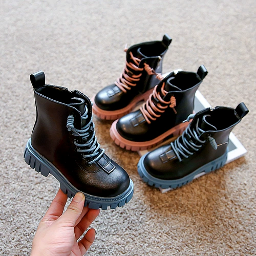 Martens, туфли, демисезонные детские ботинки, универсальные сапоги для мальчиков, средней длины