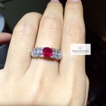 (Winston)Custom Myanmar Mogu Pigeon Blood Red Ruby Bare stone Rock sugar diamond 18k white gold ring