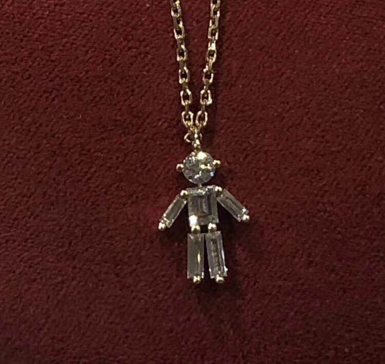 (Westing Jewelry) Exquisite Round Rock Sugar Diamond Group Inlaid Children's Clavicle Chain 18k Gold Necklace