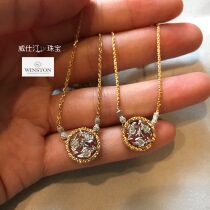 (Westin Jewelry)Italian craft sparkling diamond twist twisted openwork carved 18k gold necklace