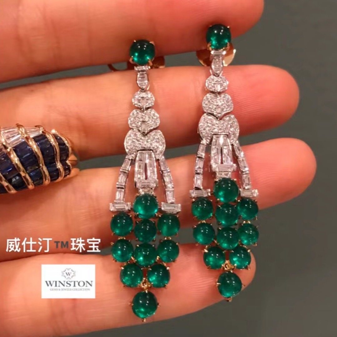 (Withertine Jewelry) High definition of color scale Ancestor Green Egg Noodles Diamond Flow 18K Platinum Grape Ear Pendant