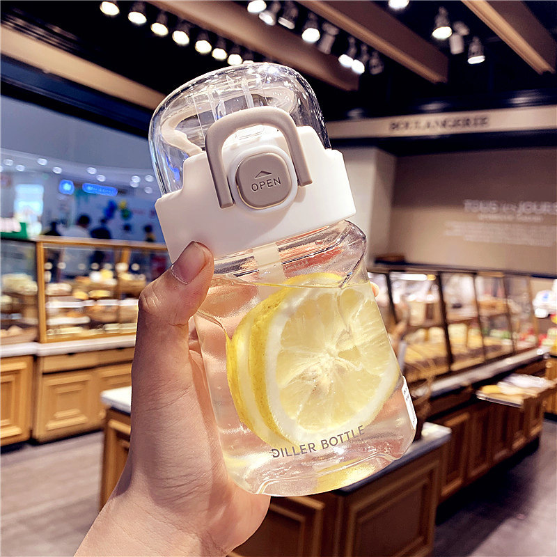 Summer drink plastic straw cup female with scale sports fitness kettle simple fresh adult in wind cup