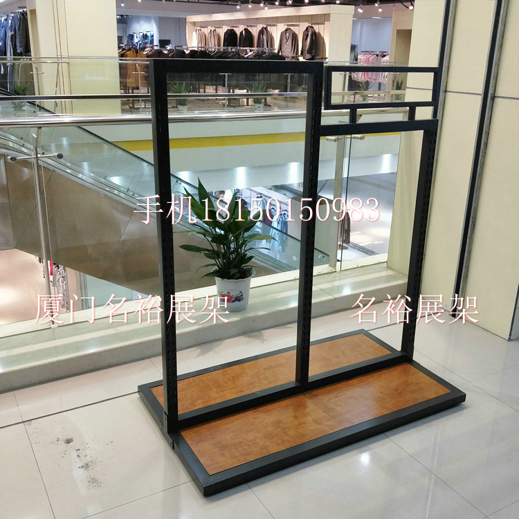 Sports clothing display stand Iron - art women's clothing floor - shaped menswear showcase double - sided island