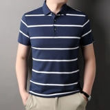 Мужская тонкая хлопковая футболка polo, короткий рукав, для мужчины среднего возраста