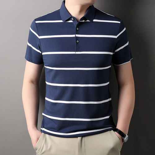 Мужская тонкая хлопковая футболка polo, короткий рукав, для мужчины среднего возраста