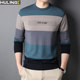 Men's knitted bottoming shirt, fashionable round neck sweater, striped trend, spring and autumn men's clothing, thin section, middle-aged dad clothing