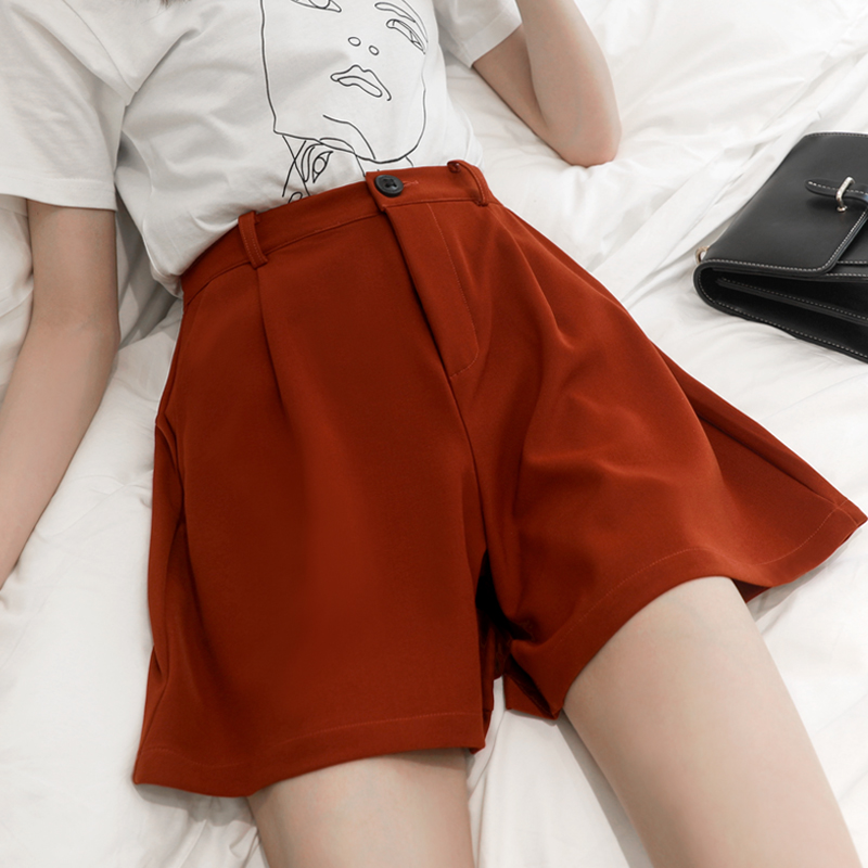 Suit shorts women's summer thin chiffon thin and high waist 2022 new a-word casual outer wear wide-leg straight