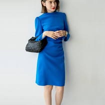 BEEWOOD Biwutong original design womens fashion stand collar ruffled puff sleeves pleated high waist dress