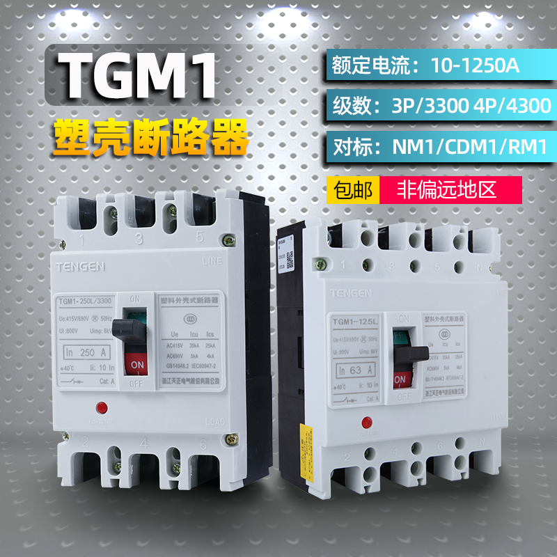Tianzheng Electric Plastic shell circuit breaker TGM1-63L 125 400 800a 3P N Air switch v