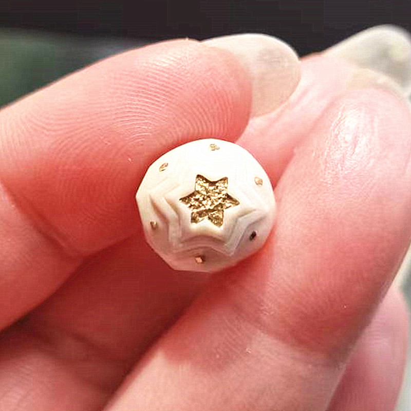 Su Gong's Original Mammoth Ivory Gold-Rubbed Heart Moon Sun Moon Star Beads Buddha Head Accessories Inlaid with 24K Pure Gold
