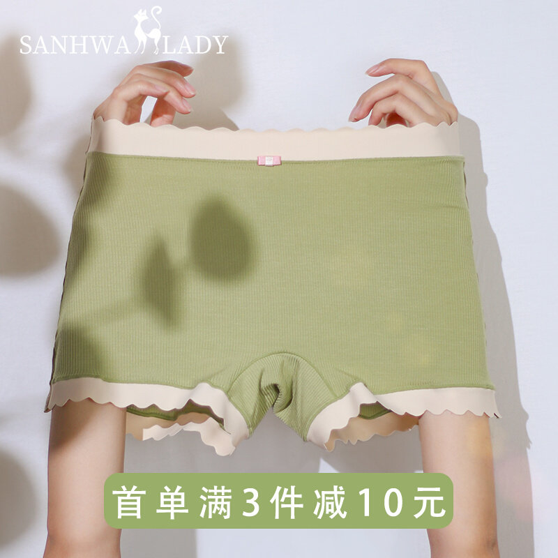 Four-corner Briefs Female Pure Cotton Antibacterial Summer Safety Pants Anti-Walk Light Two-in-one Big Size Modale Lady Foursquare Pants