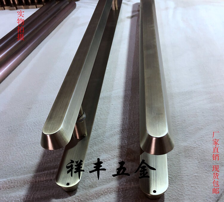 Chinese antique glass door long handle modern wooden door handle with fraless stainless steel push door longholder handle European
