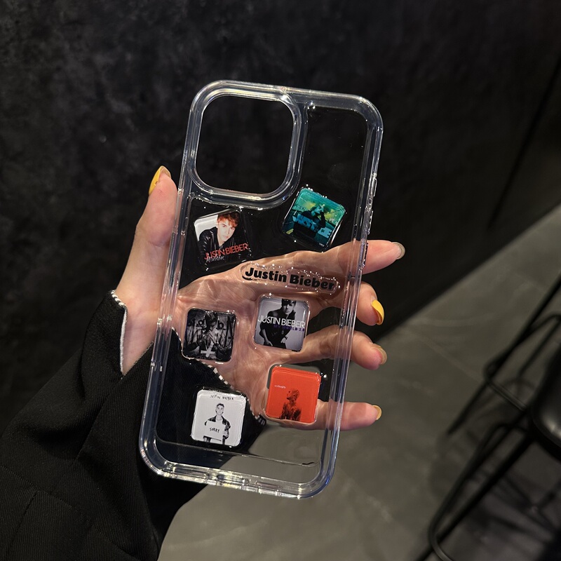 [Monkey Wave] Justin Bieber Epoxy Acrylic Phone Case for iPhone 16 Pro Max Creative Protective Cover 15 Pro High Transparency 14